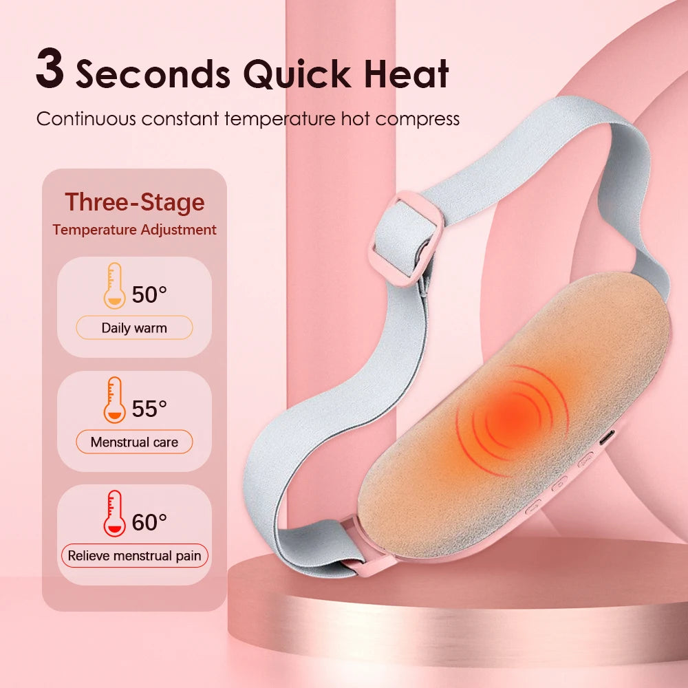 CrampReliva™ Rechargeable Heating Belt for Menstrual Cramps – Soothing Vibration for Waist, Stomach & Abdomen
